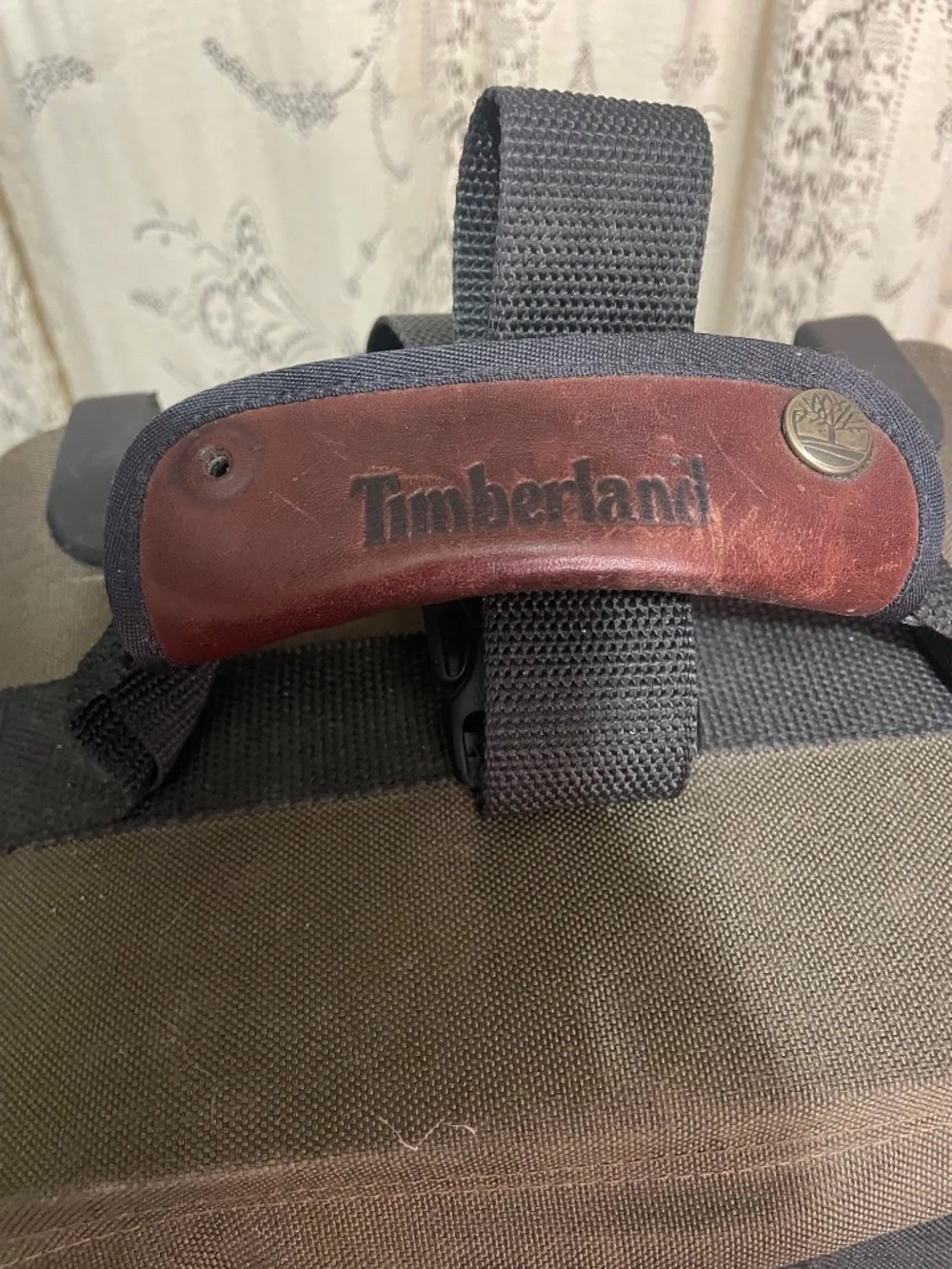 Timberland: Vintage leather trimmed canvas travel luggage/backpack